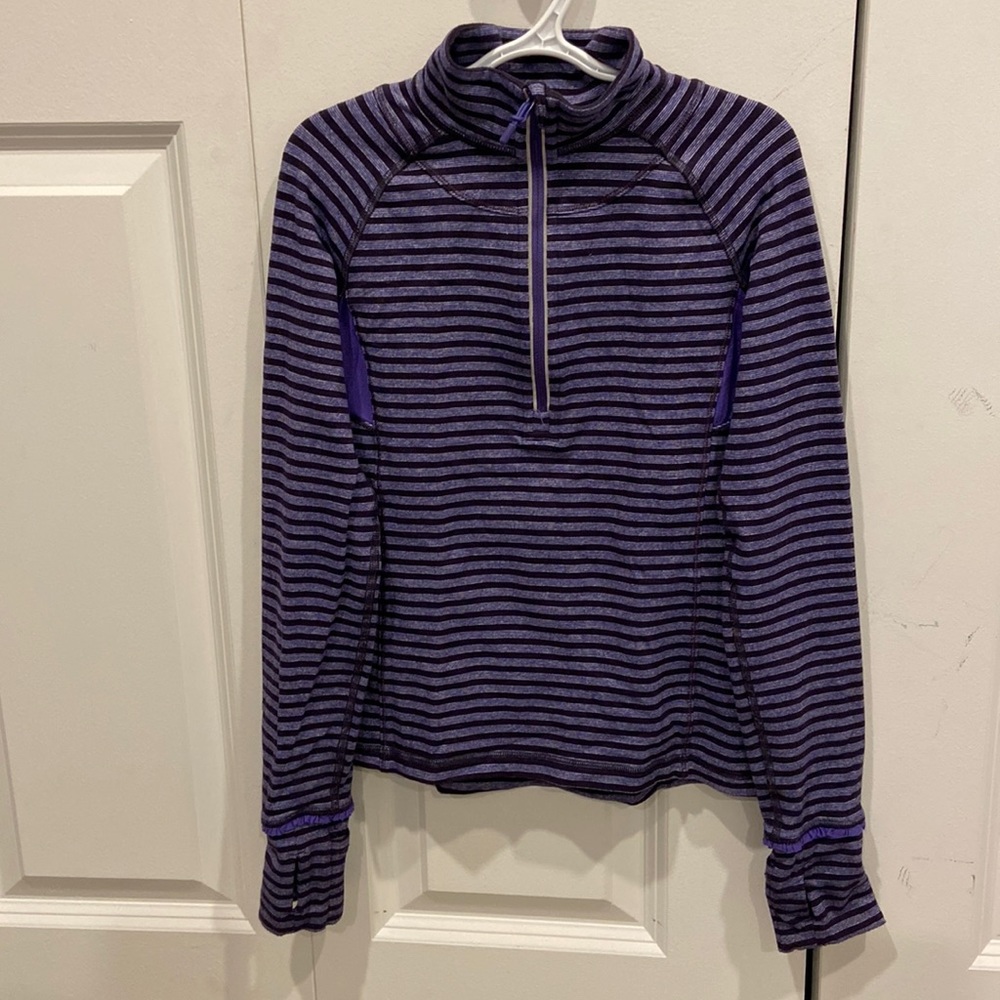 Ivivva Plum & Purple Striped Half-Zip Sweater/Light Jacket